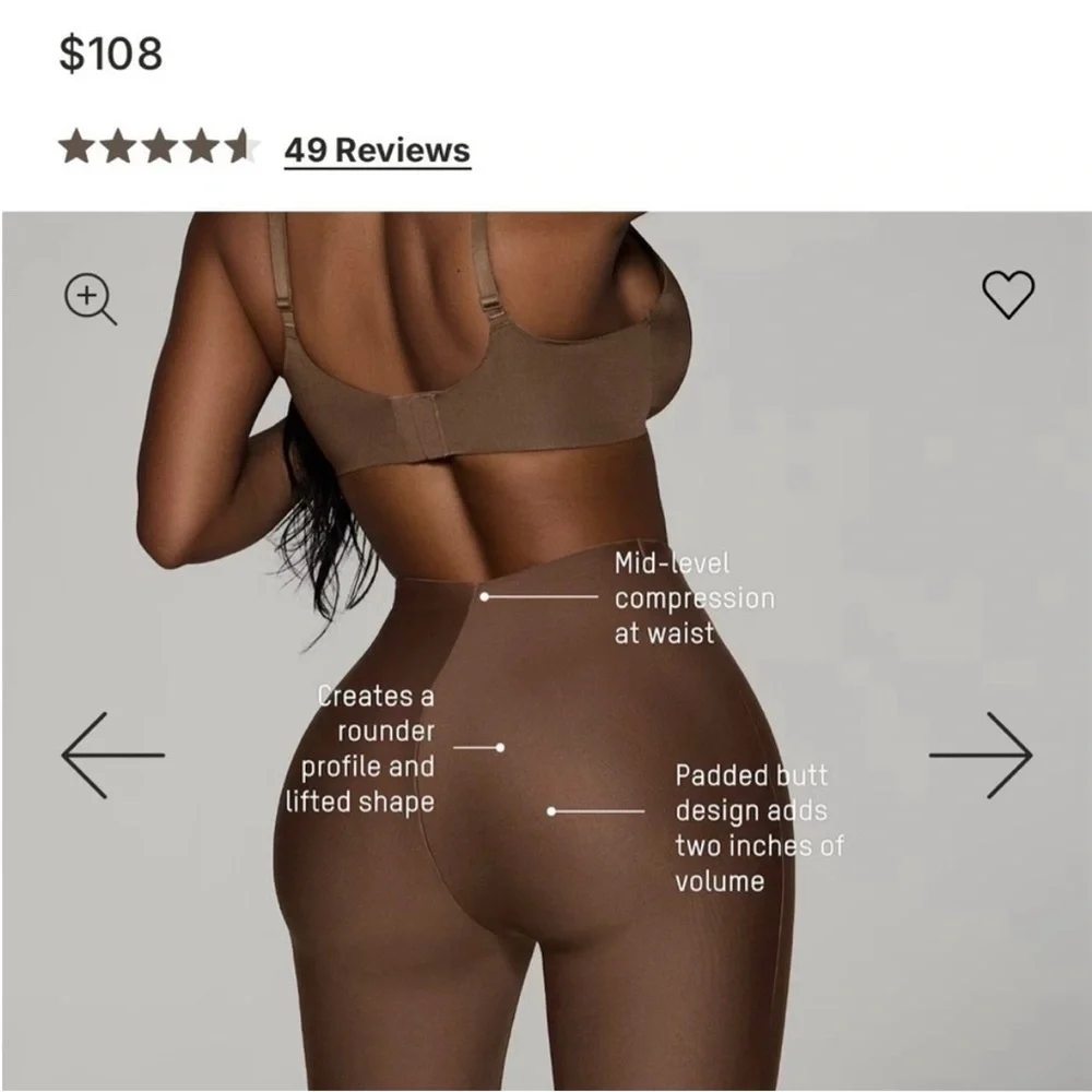 Skims Body Butt Enhancing Padded Short In Sand Size‎ 3X NWOT $108